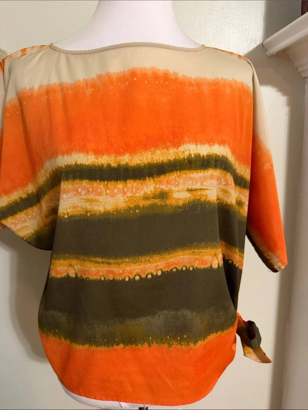 Michael Kors Orange Olive Stripe Blouse